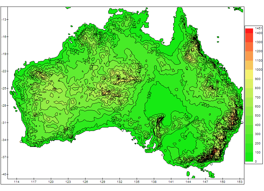 australia contour map