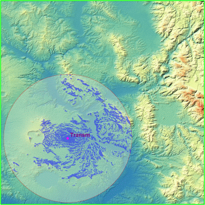 Relief map and viewshed